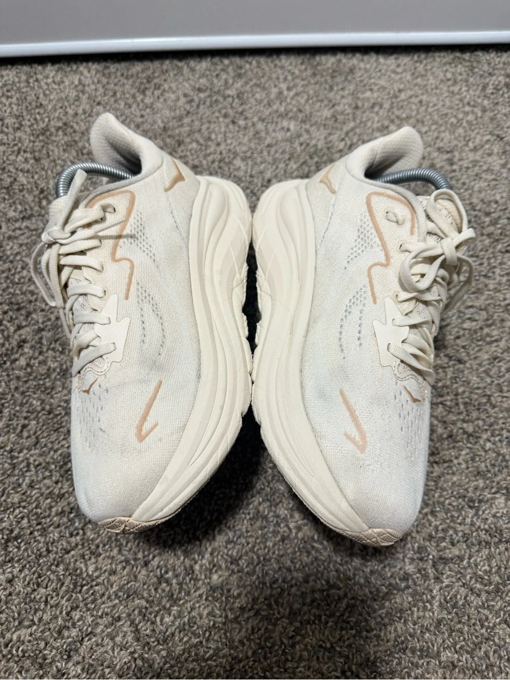 Hoka clifton 10 Cream and Beige Lightweight Running Shoes - Picture 3 of 7